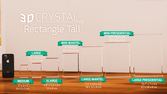 3 D Crystal Rectangle Tall Photo cube