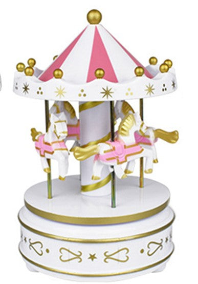 Rotating 4 Horse Carousel Music Box