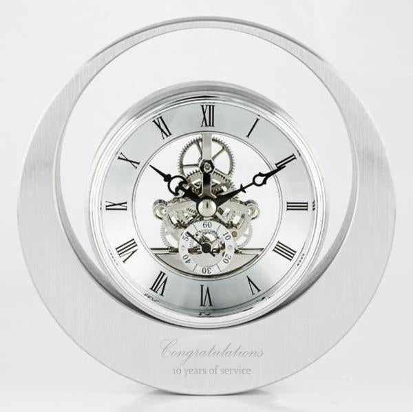 Round Silver Skeleton Clock