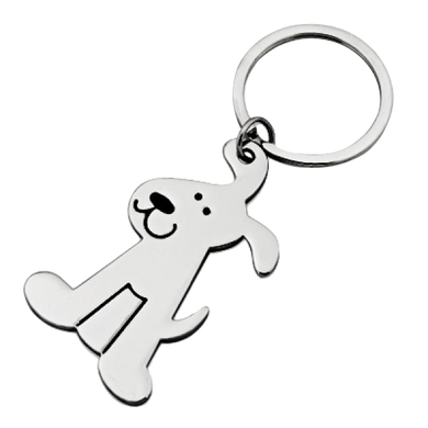Shiny Silver Dog Keychain