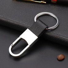 Load image into Gallery viewer, silver metal key chain leather 
