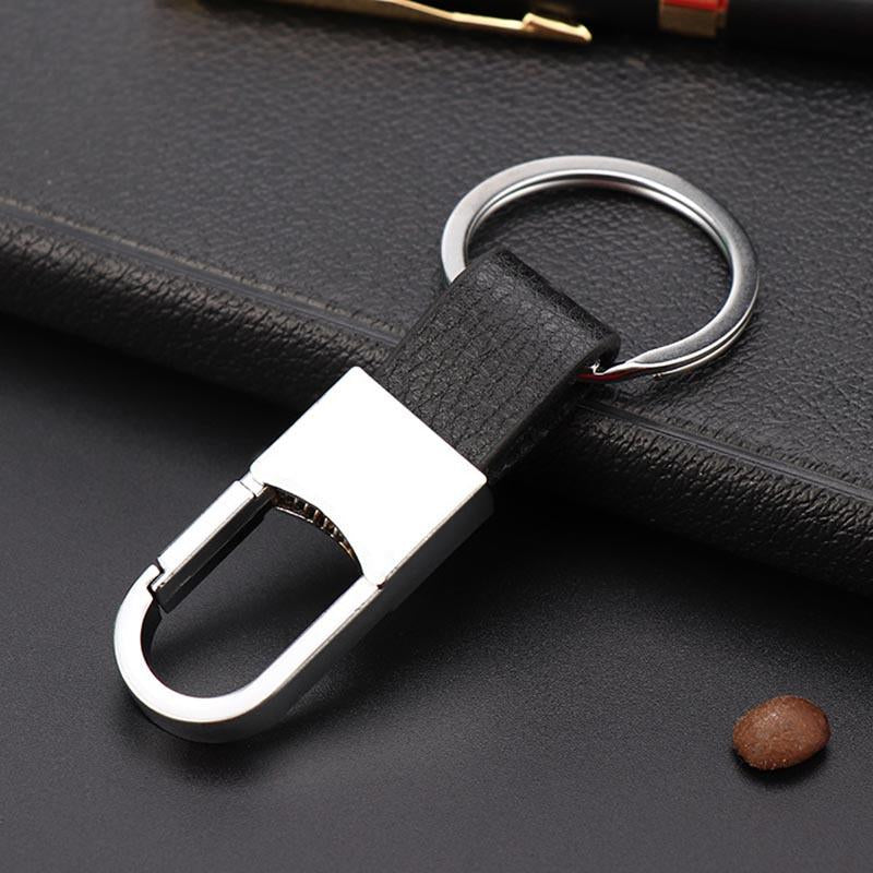 silver metal key chain leather 