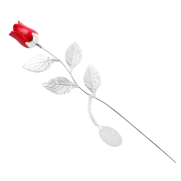 Silver Plated Red Rose