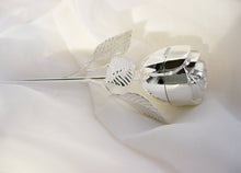 Load image into Gallery viewer, Silver Long Stem Rose Ring Box
