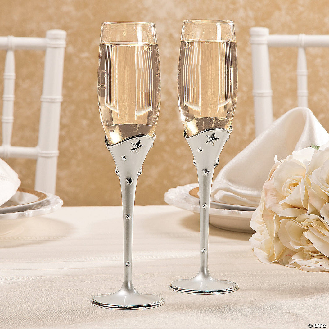 Silver Star Champagne Flute Set - champagne Flute Set - Buy online champagne set and glasses online in Canada and USA.
