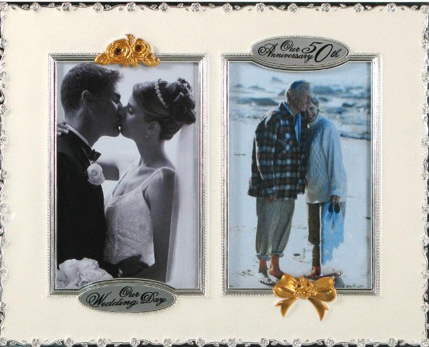 4x6 Twin Wedding/50th Anniversary Photo Frame