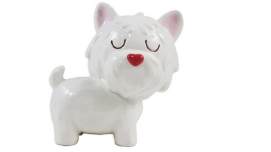 white Dog ceramic money bank