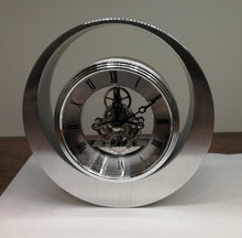 Load image into Gallery viewer, Round Silver Skeleton Clock engravable
