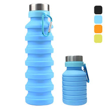 Load image into Gallery viewer, blue silicone bottle collapsible 
