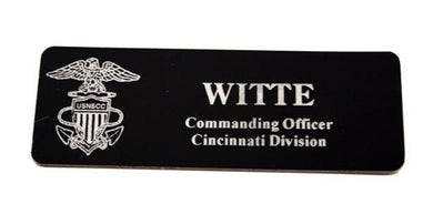 Name tag plastic Black/Silver round corner