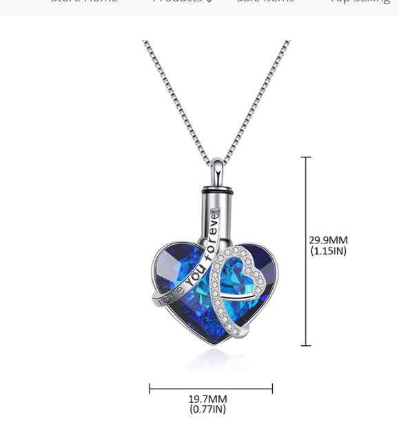 Blue Heart Ash Pendant Swarovski