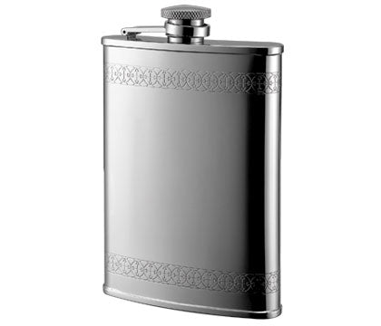 8oz Stainless Steel Flask with Gothic Border Detail | 8 oz flask online | Online flask store Canada | Online gift store in Canada | Online gift store Winnipeg