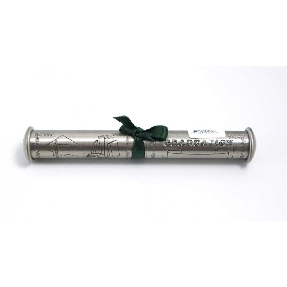 Graduation Certificate Pewter Tone Tube