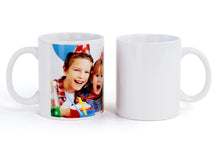 Load image into Gallery viewer, A photo printed customized coffee mug and a white coffee mug, buy customized photo mug from Engraving Reimagined in Canada and USA.
