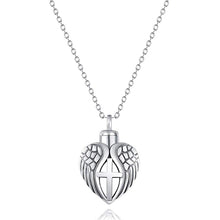 Load image into Gallery viewer, cross and heart ash pendant necklace

