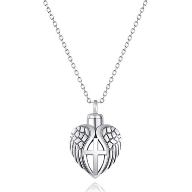 cross and heart ash pendant necklace