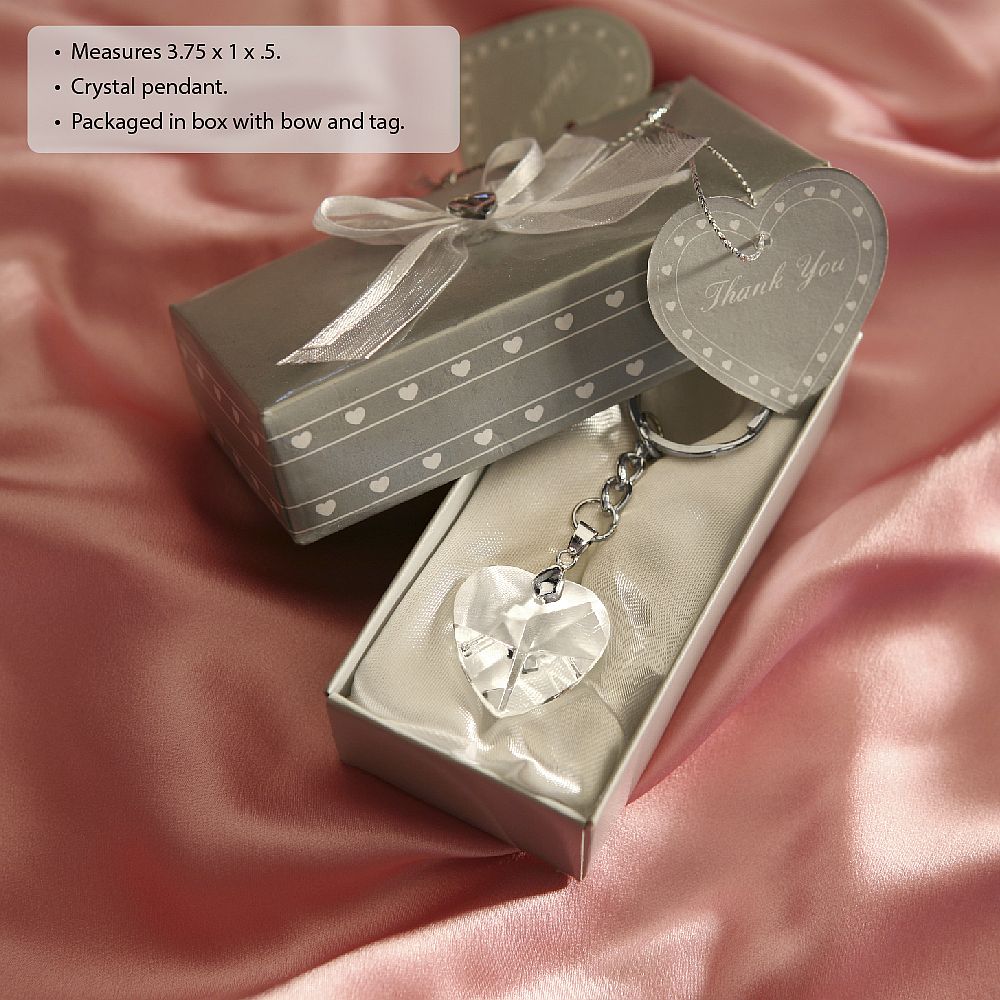 CHROME KEY CHAIN WITH CRYSTAL HEART
