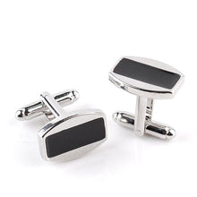 Load image into Gallery viewer, Black Oval Design French Cuff Links
