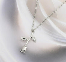 Load image into Gallery viewer, silver rose pendant jewelry 
