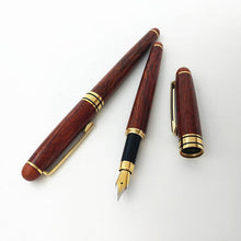 Load image into Gallery viewer, Rosewood fountain pen with polished finish and gold accents&quot; | &quot;Elegant rosewood fountain pen in gift box&quot; | &quot;High-quality fountain pen with rosewood body and gold trim&quot; | &quot;Luxury writing instrument with rosewood barrel and gold details&quot; | &quot;Classic rosewood fountain pen for corporate gifts

