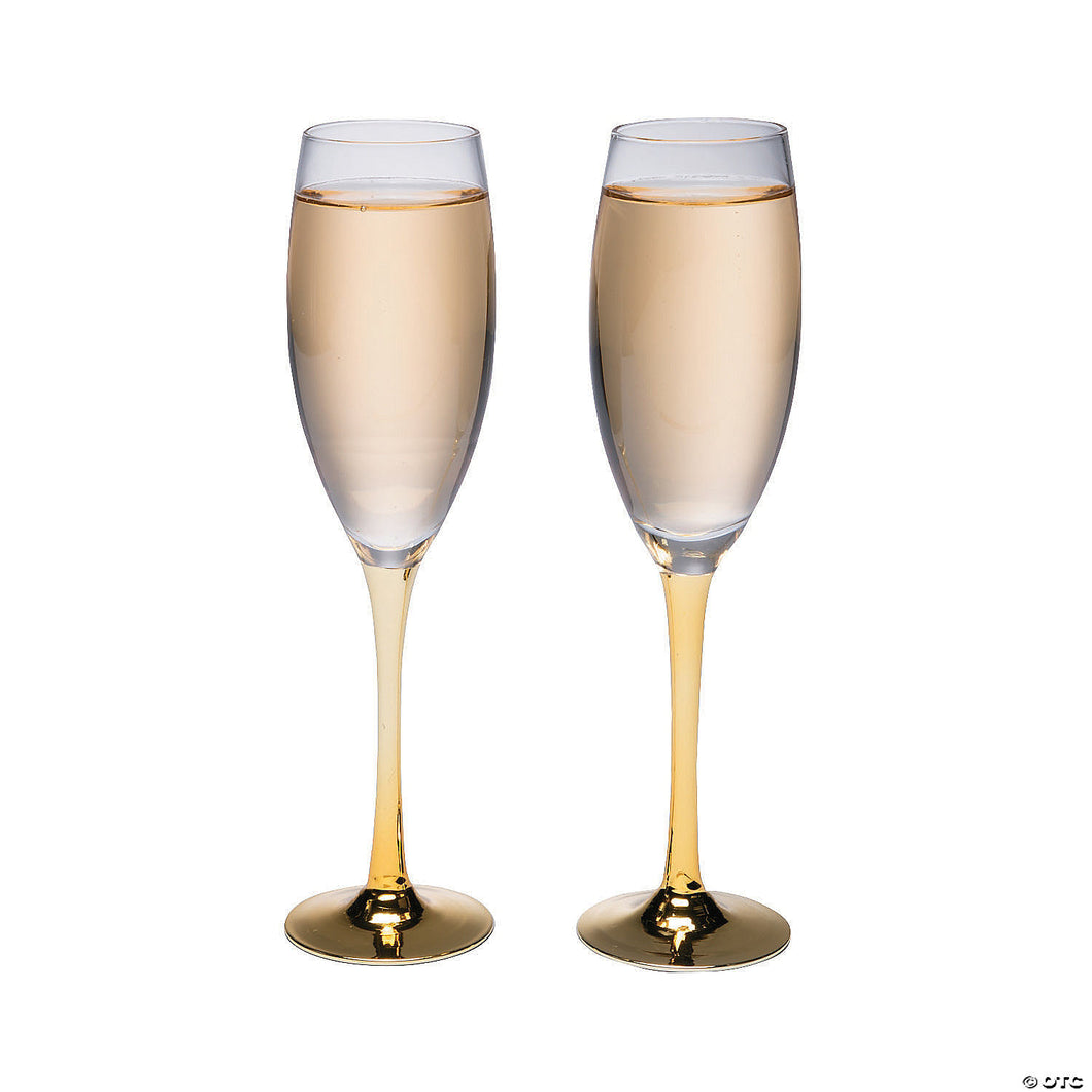 Gold Stem Wedding Toasting Glass Champagne Flutes | Wedding glasses online | Champagne flutes online | Wedding gifts online | Gift store in Canada | Gift store in Winnipeg