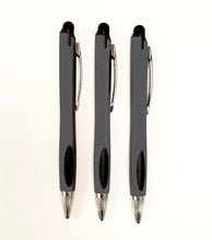 Load image into Gallery viewer, Thick Gun Metal Barrel Style Retractable Pens With Stylus- Black Ink
