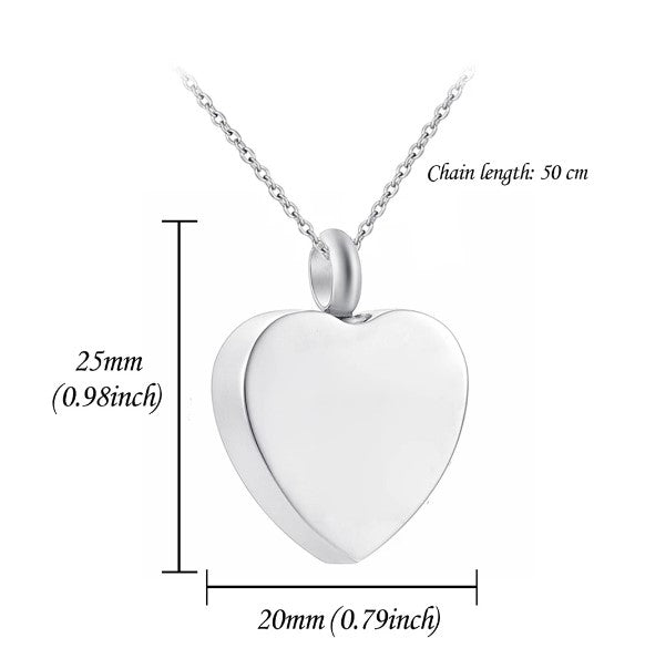 Heart Urn Necklace Ash with Funnel