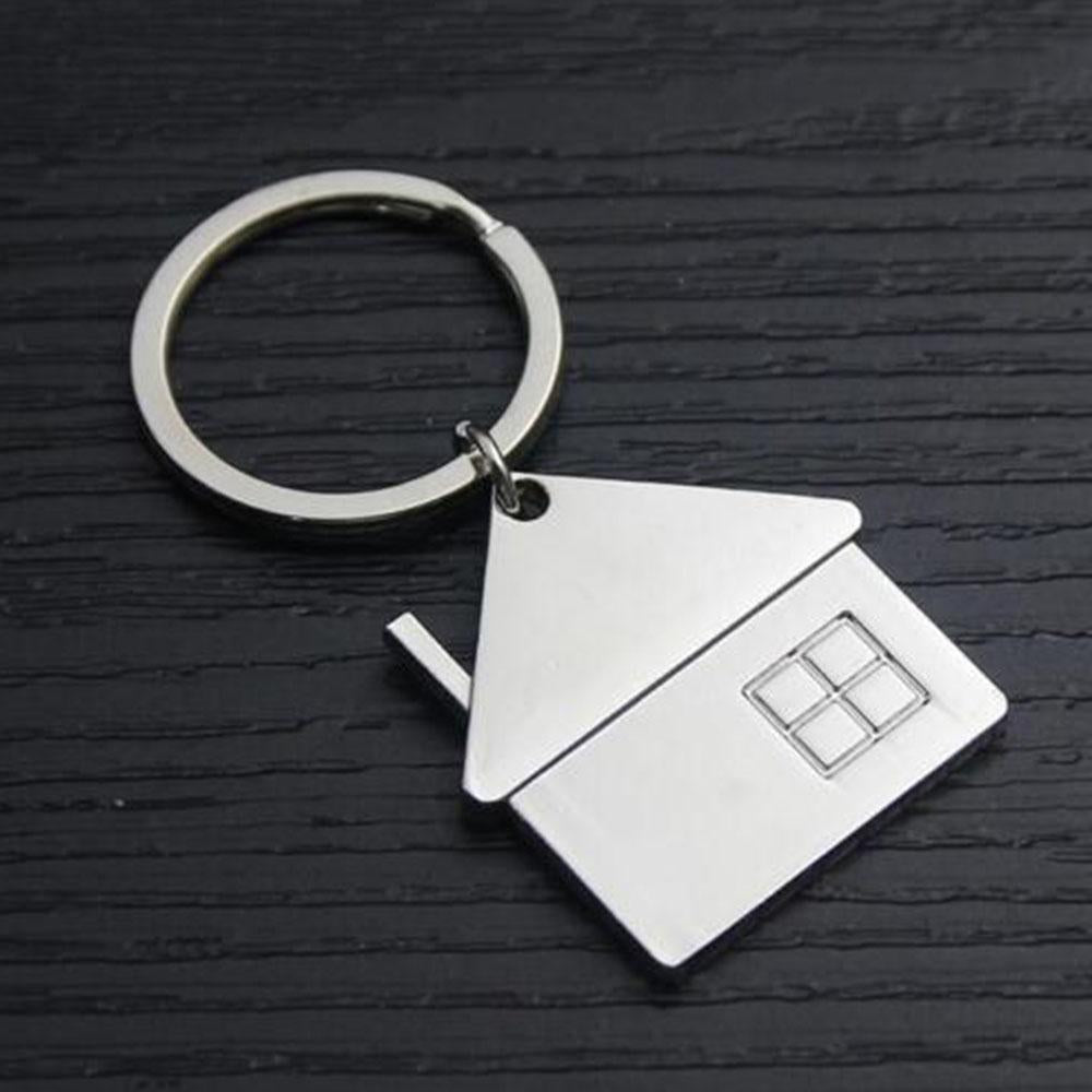 Chrome Silver Metal House Shape Key chain