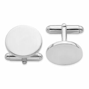 Round Shiny Rhodium Cuff Links