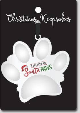 Metal I Believe in Santa Paws Pet ornament | Pet xmas ornament |  Customized gifts online Canada | Engraver in Winnipeg | Engraver in Canada | Customized gifts in Canada | Customized gifts in Winnipeg | Gift shop in Canada | Gift shop in Winnipeg | Engraving items in Canada