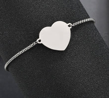 Load image into Gallery viewer, Heart Bracelet Silver | Sterling Silver Heart Bracelet | Heart Jewelry | Wedding Bracelet | Anniversary Gift | Silver Bracelet | Love Bracelet | Engraving and Gift Shop Canada | Engraving and Gift Shop Winnipeg | Personalized Gifts | Custom Engraving | Unique Gift Ideas | Winnipeg Souvenirs | Local Artisan Crafts | Canadian Gifts | Bespoke Creations | Artisanal Engravings
