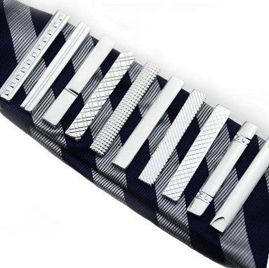 Modern Strap Groove Diamond Short Tie Clips