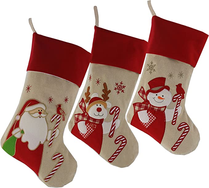 Linen Stocking - Santa