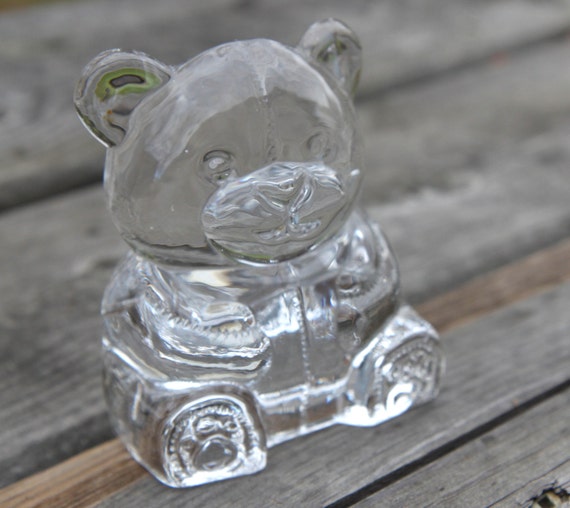 Glass Teddy bear tealight holder