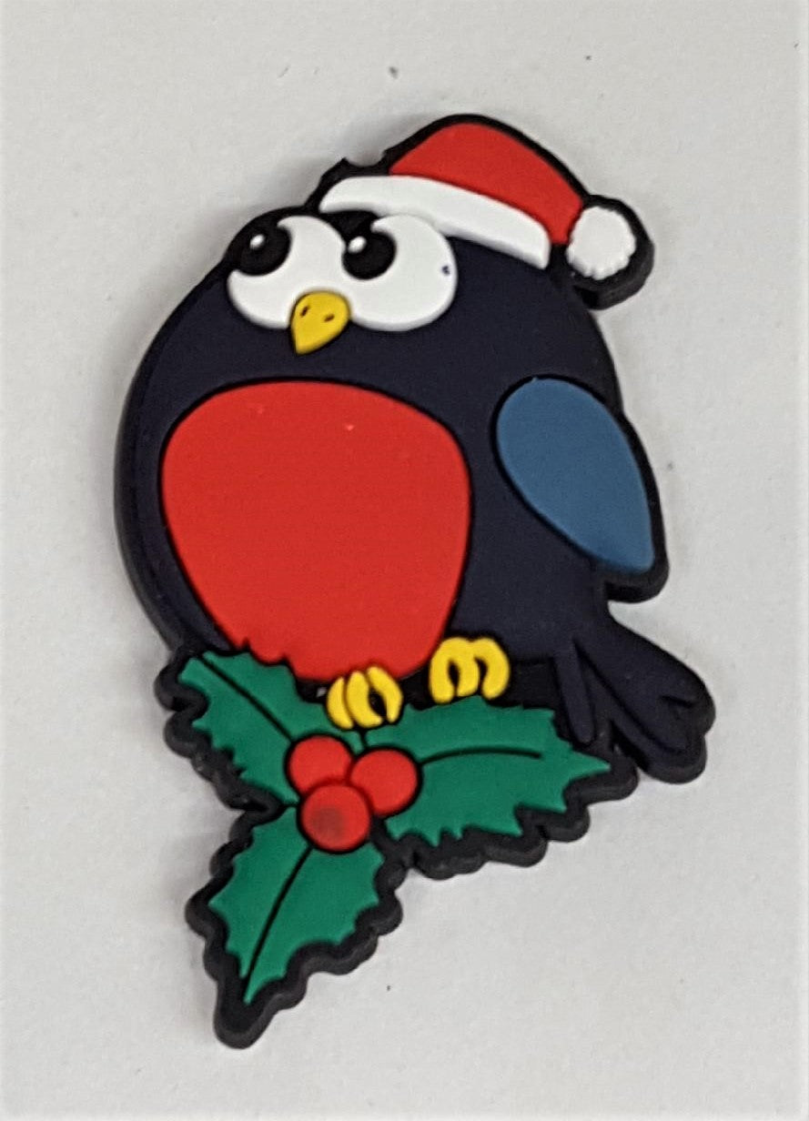 Magnets – Robin with Santa hat with Holly