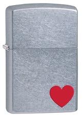 Zippo  Silver Chrome with Red Heart